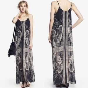 Printed black and grey maxi tank tent dress